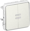 Legrand Plexo 069626 Переключатель двухклавишный (10 А, IP55, подсветка, под рамку, белый)