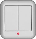 Schneider Electric Прима VA5U-213I-B Выключатель 2-клавишный (10 А, в сборе, о/у, с подсветкой, белый)