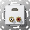 Gira System55 567303 Розетка комбинированная переходник (2хRCA+HDMI, под рамку, скрытая установка, белая глянцевая)
