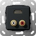 Gira System55 567410 Розетка комбинированная (2хRCA+HDMI, под рамку, скрытая установка, черная матовая)