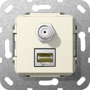 Gira System55 569701 Розетка комбинированная (RJ45+SAT, под рамку, скрытая установка, кремовая глянцевая)
