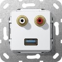 Gira System55 569003 Розетка аудио (2хRCA, под рамку, скрытая установка, белая глянцевая)