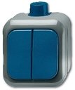 ABB Busch-Duro 2CKA001084A0839 Выключатель двухклавишный (16 А, в сборе, о/у, IP66, синий)