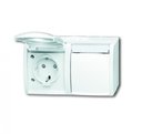 ABB Ocean 2CKA002084A0723 Розетка двойная (16 А, IP44, горизонт., в сборе, крышка, шторки, о/у, з/к, альпийский-белый)
