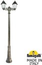 Fumagalli Ricu Bisso/Anna 2L E22.157.S20.BYF1R Светильник садовый с 2 фонарями 2340 мм (корпус античная бронза, плафон опал)