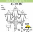 Fumagalli Ricu Bisso/Rut 3+1 E26.157.S31.AXF1R Светильник садовый с 4 фонарями 2600 мм (корпус черный, плафон прозрачный)