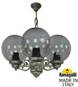 Fumagalli Sichem/G250 3L G25.120.S30.BZE27 Люстра уличная с 3 фонарями 690 мм (корпус античная бронза, плафон дымчатый)