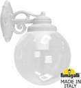 Fumagalli Bisso/G250 G25.131.000.WXE27DN Светильник консольный уличный на стену с 1 фонарем 360 мм (корпус белый, плафон прозрачный)