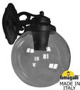 Fumagalli Bisso/G250 G25.131.000.AZE27DN Светильник консольный уличный на стену с 1 фонарем 360 мм (корпус черный, плафон дымчатый)