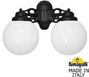 Fumagalli Porpora/G250 G25.141.000.AYE27DN Светильник консольный уличный на стену с 2 фонарями 370 мм (корпус черный, плафон матовый)