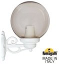 Fumagalli Bisso/G300 G30.131.000.WZE27 Светильник консольный уличный на стену с 1 фонарем 430 мм (корпус белый, плафон дымчатый)