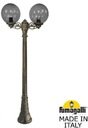 Fumagalli Artu Bisso/G300 2L G30.158.S20.BZE27 Светильник садовый с 2 фонарями 1850 мм (корпус античная бронза, плафон дымчатый)