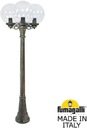 Fumagalli Artu Bisso/G300 3L G30.158.S30.BXE27 Светильник садовый с 3 фонарями 1850 мм (корпус античная бронза, плафон прозрачный)