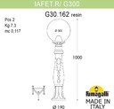 Fumagalli Iafaet.R/G300 G30.162.000.VZE27 Столбик освещения садовый 1000 мм (корпус античная медь, плафон дымчатый)
