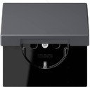 Jung Le Corbusier LC1520KIKL32010 Розетка с крышкой и с заземляющим контактом (16 А, под рамку, шторки, скрытая установка, gris fonce 31)