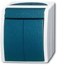 ABB Ocean 2CKA001484A0374 Кнопка без фиксации двухклавишная (10 А, поле для надписи, в сборе, IP44, о/у, серый/морская волна)