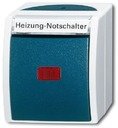 ABB Ocean 2CKA001085A1609 Переключатель одноклавишный (10 А, красная линза, поле для надписи, в сборе, IP44, о/у, серый/морская волна)