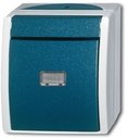 ABB Ocean 2CKA001085A1613 Переключатель одноклавишный (10 А, подсветка, в сборе, IP44, о/у, серый/морская волна)