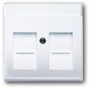 ABB Carat/Future Linear/Solo/Busch-Axcent 2CKA001710A3990 Крышка для телефонной/компьютерной розетки (2хRJ11/RJ12/RJ45, поле для надписи, шторки, белая)