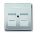 ABB Pure steel 2CKA001710A3767 Крышка розетки телефонной/компьютерной (2хRJ11/RJ45, шторки, сталь)