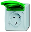 ABB Ocean 2CKA002083A0819 Розетка (16 А, IP44, поле для надписи, в сборе, крышка, о/у, з/к, серый/зеленый)