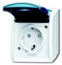 ABB Ocean 2CKA002083A0848 Розетка (16 А, IP44, поле для надписи, в сборе, крышка, о/у, з/к, серый/морская волна)