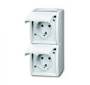 ABB Ocean 2CKA002084A0710 Розетка двойная (16 А, IP44, вертик., в сборе, крышка, о/у, з/к, альпийский-белый)