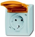 ABB Ocean 2CKA002083A0820 Розетка (16 А, IP44, поле для надписи, в сборе, крышка, о/у, з/к, серый/оранжевый)