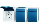 ABB Ocean 2CKA002084A0725 Розетка тройная (16 А, IP44, горизонт., в сборе, крышка, о/у, з/к, серый/морская волна)