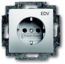 ABB Pure steel 2CKA002013A5277 Розетка Schuko (16A, шторки, маркировка, под рамку, с/у, з/к, сталь)