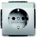ABB Pure steel 2CKA002011A3851 Розетка Schuko (16A, поле для надписи, под рамку, с/у, з/к, сталь)