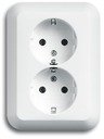 ABB Alpha Exclusive/Alpha Nea 2014-0-1247 Розетка двойная (16 А, в сборе, с/у, з/к, альпийский белый)