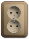 ABB Alpha Exclusive/Alpha Nea 2014-0-1056 Розетка двойная (16 А, в сборе, с/у, з/к, бронза)