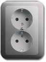 ABB Alpha Exclusive/Alpha Nea 2014-0-1049 Розетка двойная (16 А, в сборе, с/у, з/к, платина)