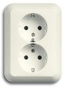 ABB Alpha Exclusive/Alpha Nea 2014-0-1346 Розетка двойная (16 А, в сборе, с/у, з/к, слоновая кость)