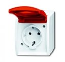 ABB Ocean 2CKA002083A0839 Розетка (16 А, IP44, поле для надписи, в сборе, крышка, о/у, з/к, альпийский-белый/красный)