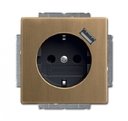 ABB Династия 2CKA002011A6246 Розетка с заземляющим контактом (16A, USBх1шт., под рамку, шторки, скрытая установка, античная латунь)