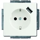 ABB Carat/Future Linear/Solo/Busch-Axcent 2CKA002011A6179 Розетка с заземляющим контактом (16A, USBх1шт., под рамку, шторки, скрытая установка, белая)