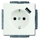 ABB Future Linear 2CKA002011A6182 Розетка с заземляющим контактом (16A, USBх1шт., под рамку, шторки, скрытая установка, белый бархат)