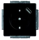 ABB Future Linear 2CKA002011A6183 Розетка с заземляющим контактом (16A, USBх1шт., под рамку, шторки, скрытая установка, черный бархат)