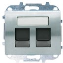 ABB Olas 8418.2 TT Накладка для двух суппортов (RJ11/RJ45, шторки, поле для надписи, титан)