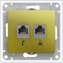 Schneider Electric Glossa GSL001085KK Розетка двойная компьютерная (2xRJ45, под рамку, скрытая установка, фисташковая)