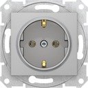 Schneider Electric Sedna SDN3001860 Розетка с заземляющим контактом (16 А, быстрозажим. контакты, под рамку, скрытая установка, алюминий)