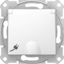 Schneider Electric Sedna SDN3100421 Розетка с заземляющим контактом (16 А, быстрозажим. контакты, под рамку, крышка, шторки, скрытая установка, белая)