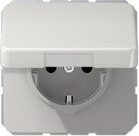 Jung CD500 CD1520BFKLLG Розетка с заземляющим контактом (16 А, ударопрочная, под рамку, крышка, скрытая установка, светло-серая)