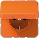 Jung CD500 CD1520BFKLO Розетка с заземляющим контактом (16 А, ударопрочная, под рамку, крышка, скрытая установка, оранжевая)