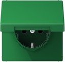 Jung LS990 LS1520BFKIKLGN Розетка с заземляющим контактом (16 А, ударопрочная, под рамку, крышка, шторки, скрытая установка, зеленая)