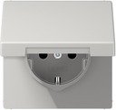 Jung LS990 LS1520BFKIKLLG Розетка с заземляющим контактом (16 А, ударопрочная, под рамку, крышка, шторки, скрытая установка, светло-серая)