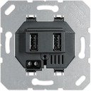 Jung LS USB3-2SW Зарядное устройство USB (2хUSB, механизм, скрытая установка, черная)