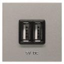 ABB Zenit 2CLA228500N1301 Зарядное устройство (2хUSB, под рамку, скрытая установка, серебро)